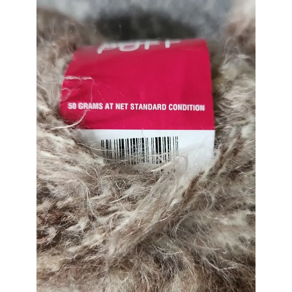 Filatura Di Crosa Puff Yarn Lot 5 Skeins Fancy Wool Blend Brown Textured